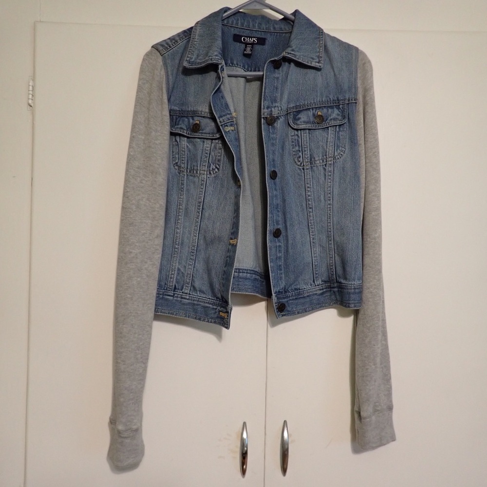 Chaps Blue and Gray Jean Jacket Classic Style